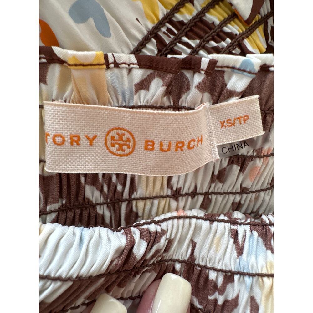 Tory Burch Floral Tie-Shoulder Smocked Sun Dress Reverie Size X Small - Picture 6 of 14